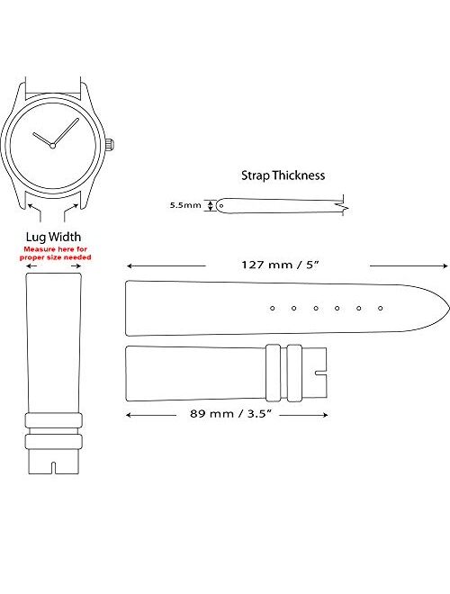 deBeer Brand Crocodile Grain Watch Band (Silver & Gold Buckle) - Brown 19mm (Long Length)