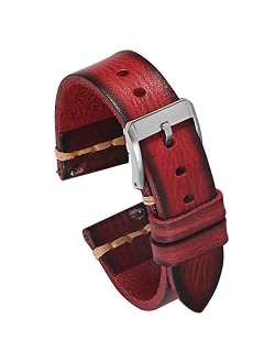 PBCODE Quick Release Leather Watch Bands for Men Women Handmade Vegetable Tanned Calfskin Vintage Genuine Leather Watch Straps 18mm 20mm 22mm 24mm