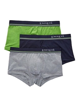 papi Men's 3 Pack Cotton Stretch Asst. Colors Brazilian Trunk