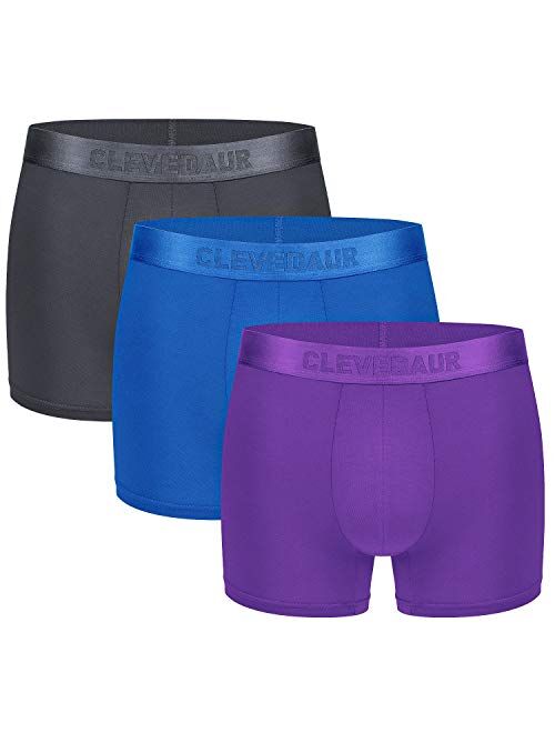 CLEVEDAUR Men's Underwear 3 Pack Lenzing Micromodal Trunks Underwear for Men