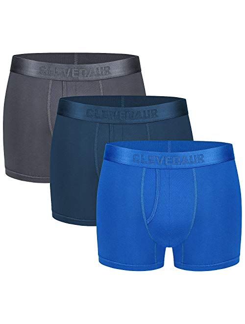 CLEVEDAUR Men's Underwear 3 Pack Lenzing Micromodal Trunks Underwear for Men