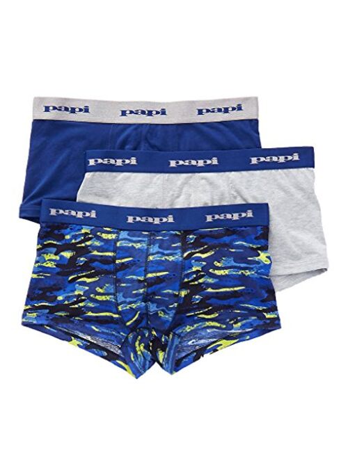 papi Men's 3 Pack Cotton Stretch Camo Brazilian Trunk