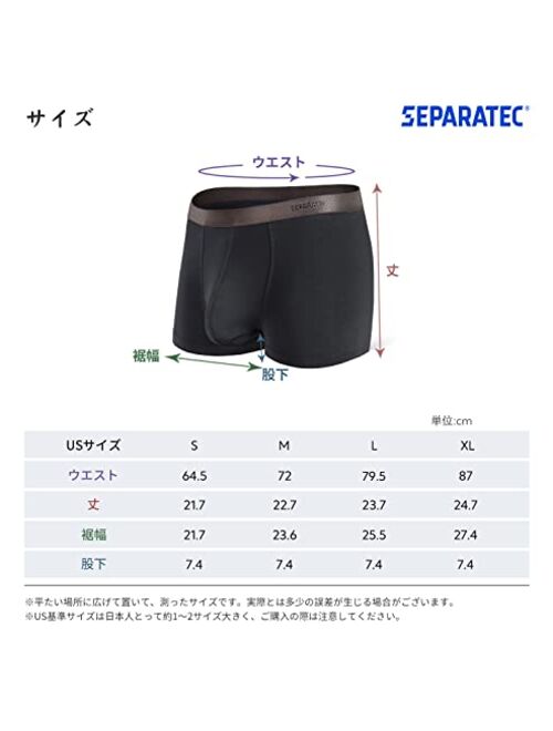 Separatec 3 Pack Men's Underwear Basic Bamboo Rayon Soft and Breathable Separated Pouch Trunks