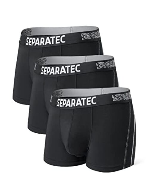 Separatec 3 Pack Men's Underwear Basic Bamboo Rayon Soft and Breathable Separated Pouch Trunks