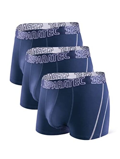 Separatec 3 Pack Men's Underwear Basic Bamboo Rayon Soft and Breathable Separated Pouch Trunks