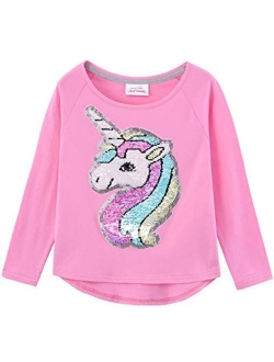 Glitter Flip Sequin Girl's T-Shirt Top Short/Long Sleeve, Fleece Jacket, Leggings 3-14 Years