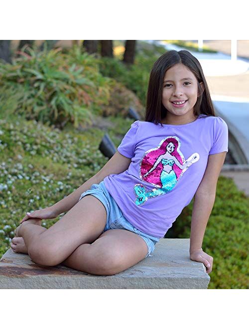 Glitter Flip Sequin Girl's T-Shirt Top Short/Long Sleeve, Fleece Jacket, Leggings 3-14 Years