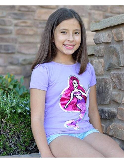 Glitter Flip Sequin Girl's T-Shirt Top Short/Long Sleeve, Fleece Jacket, Leggings 3-14 Years