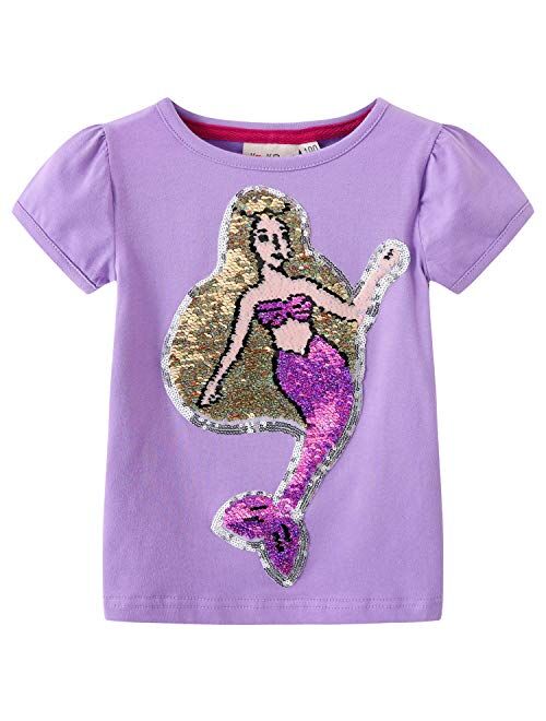 Glitter Flip Sequin Girl's T-Shirt Top Short/Long Sleeve, Fleece Jacket, Leggings 3-14 Years