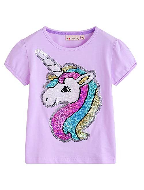 Glitter Flip Sequin Girl's T-Shirt Top Short/Long Sleeve, Fleece Jacket, Leggings 3-14 Years