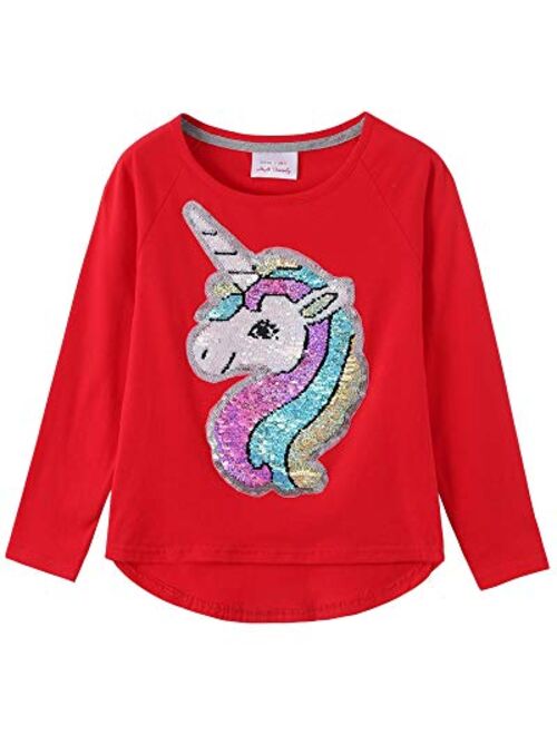 Glitter Flip Sequin Girl's T-Shirt Top Short/Long Sleeve, Fleece Jacket, Leggings 3-14 Years