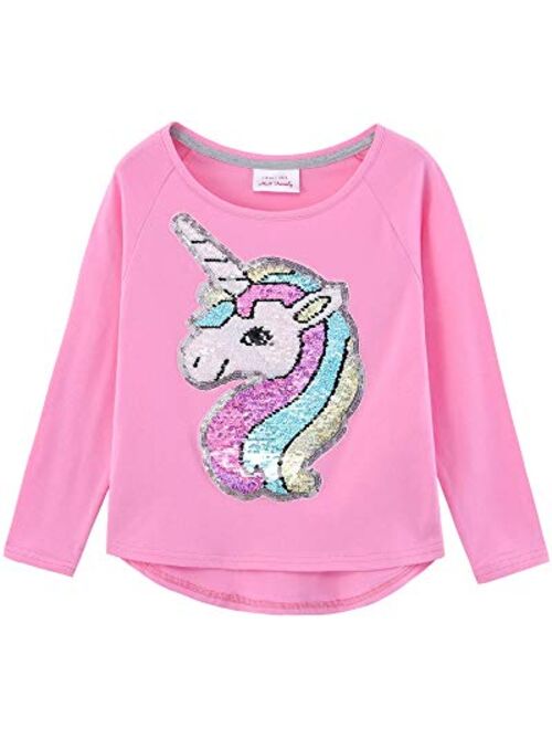 Glitter Flip Sequin Girl's T-Shirt Top Short/Long Sleeve, Fleece Jacket, Leggings 3-14 Years