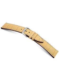 RIOS1931 Louisiana - Genuine Embossed Leather Watch Band with Gator Print and Matching Stitching