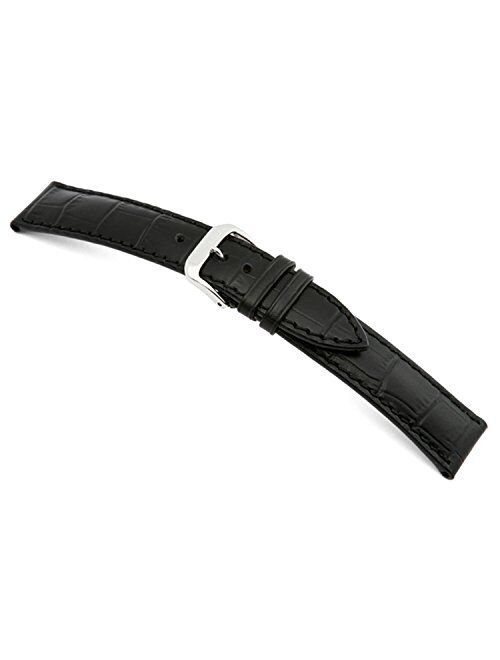 RIOS1931 Louisiana - Genuine Embossed Leather Watch Band with Gator Print and Matching Stitching