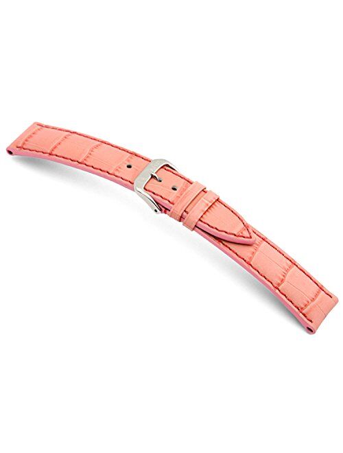 RIOS1931 Louisiana - Genuine Embossed Leather Watch Band with Gator Print and Matching Stitching