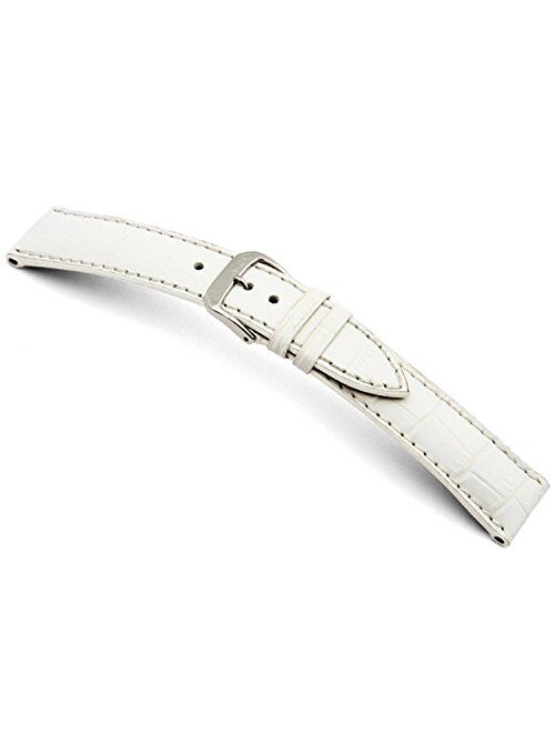 RIOS1931 Louisiana - Genuine Embossed Leather Watch Band with Gator Print and Matching Stitching