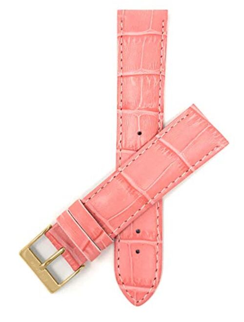 Bandini Womens Leather Watch Band Strap - Alligator Pattern - 8 Colors - 12mm, 14mm, 16mm, 18mm, 20mm