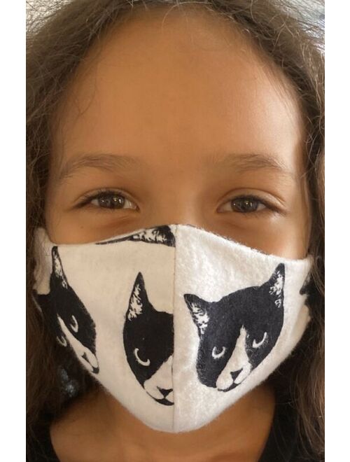 Super Cute Kids Soft Mask Flannel Boys Girls Mask Kitty Cats Black White