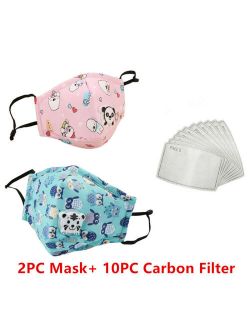 2PCS Kids Reusable Anti Pollution Face Cotton Shield with Corbon Filter