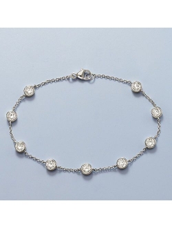 2.20 ct. t.w. Bezel-Set CZ Station Bracelet in Sterling Silver For Women 7, 8 Inch 925