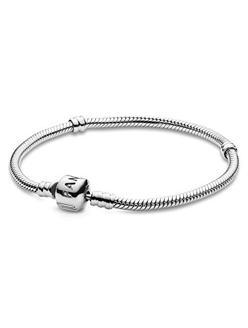 PANDORA Jewelry Iconic Moments Snake Chain Charm Sterling Silver Bracelet, 7.5