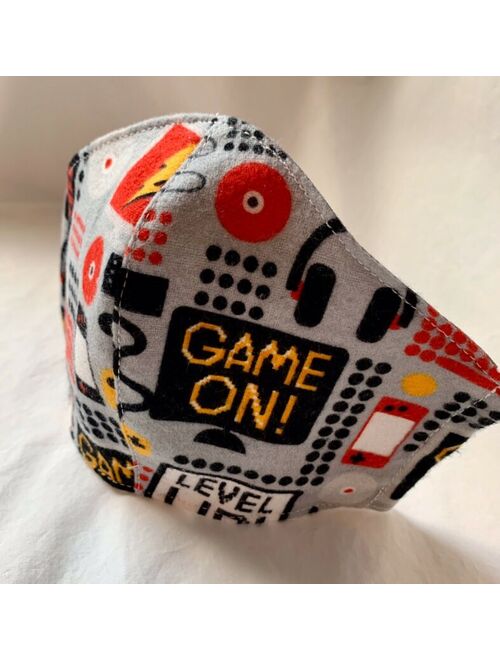 New Face Mask Cover Child Kid Boy w Pocket Handmade Washable Video Game Fabric