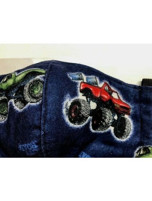 Cloth fabric face mask Boys children sports ATV off road Monster truck Navy