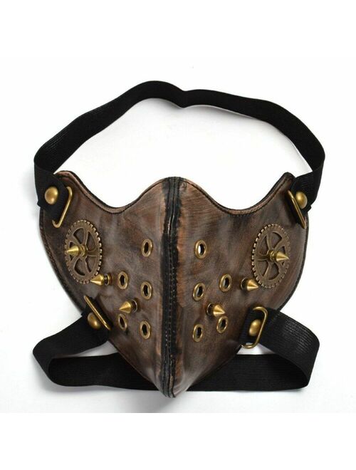 Women Steampunk Mask Gothic Punk Gear Rivet Half Face Cosplay Accessory Prop