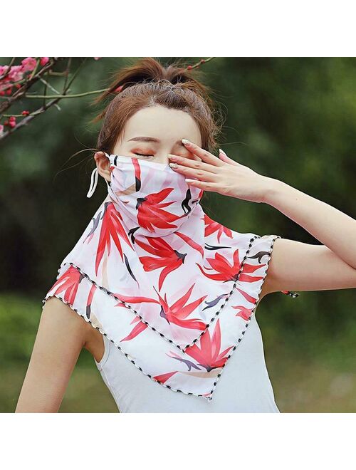 Womens Scarves Lightweight Face Mask Sun Protection Outdoor Riding Handkerchief