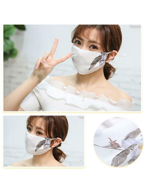 Washable Women Chiffon Summer Mask Anti Haze Sunscreen Reusable Face Mask