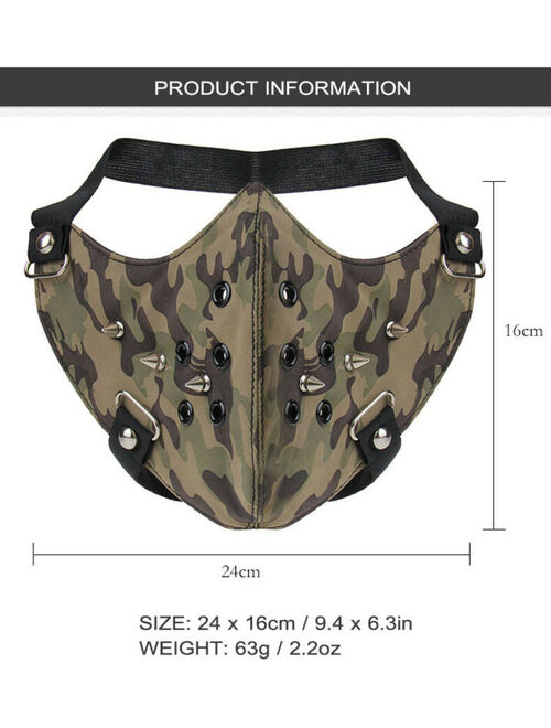 Men Women Biker Motorcycle Paintball Face Mask Camo Print Headband Faux Leather