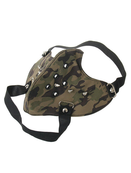 Men Women Biker Motorcycle Paintball Face Mask Camo Print Headband Faux Leather