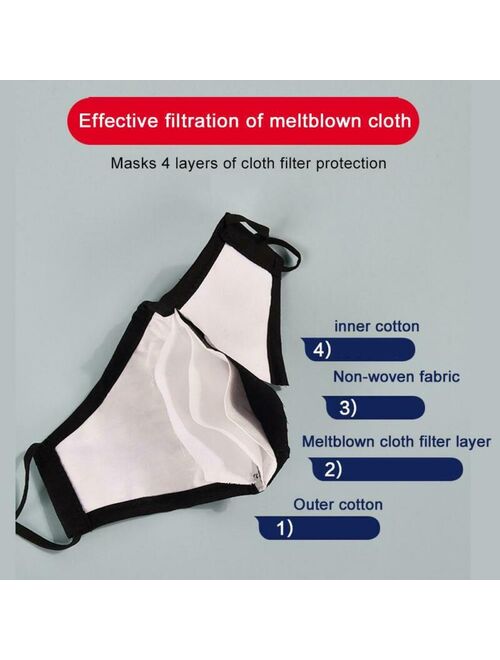 Reusable Washable Adults Cotton Face Mask 4-Layer Mouth-muffle PM2.5 Anti Haze