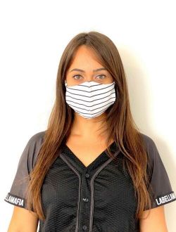 Women's Black & White Protective Face Mask with Pocket for Air Filter, Washable
