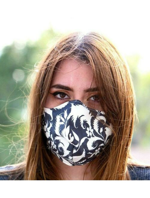 Womens Face Mask Washable Reversible Handmade Black Cream