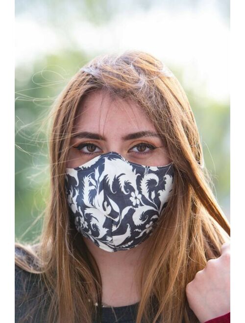 Womens Face Mask Washable Reversible Handmade Black Cream