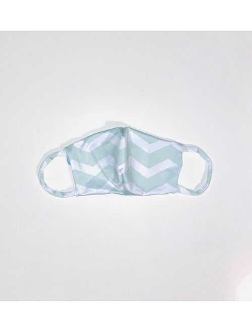 Women's Aqua & White Protective Face Mask with Pocket for Air Filter, Washable