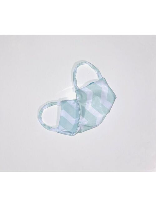 Women's Aqua & White Protective Face Mask with Pocket for Air Filter, Washable