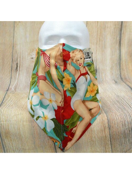 Hawaiian Pin Up Girls Face Mask Vintage Cars Biker Bandana Full Face Neck Cover