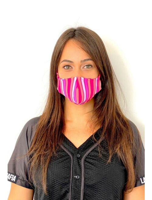 Women's Vibrant Pink Protective Face Mask with Pocket for Air Filter, Washable