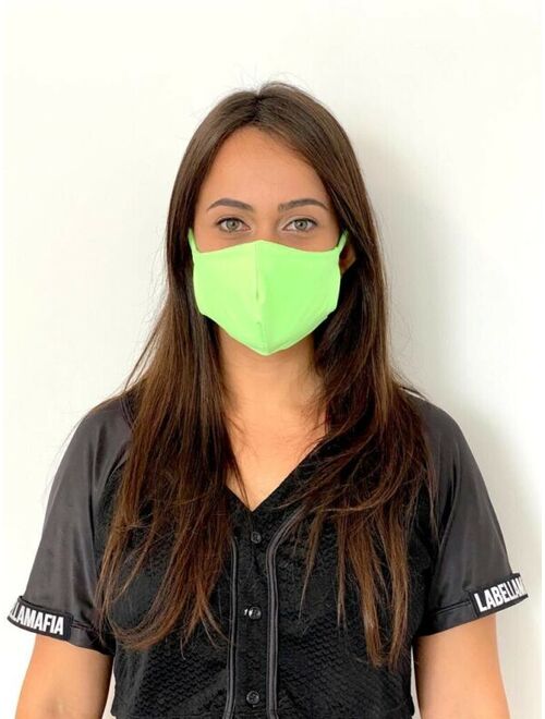 Women's Lime Green Protective Face Mask with Pocket for Air Filter, Washable