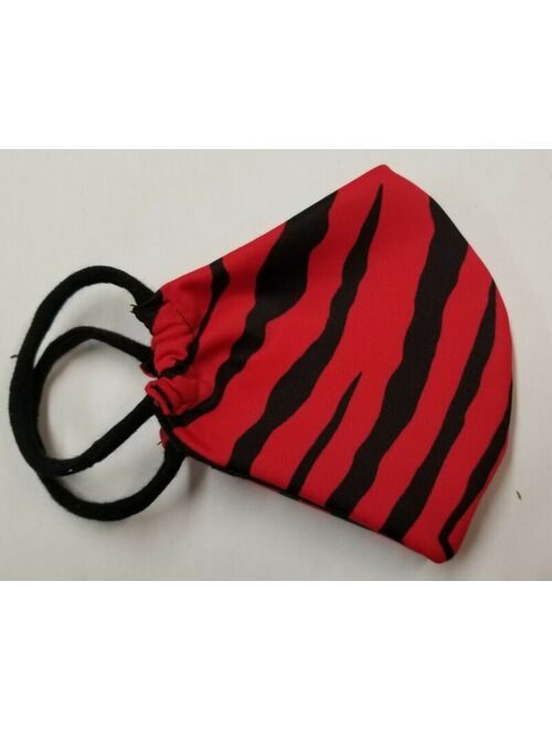 Women homemade mask Olson style,with woven filter. Black /redstripes, Low price