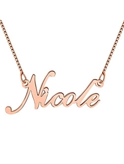 VeeVoice Custom Name Necklace Personalized Customized Birthstone Necklace for Women 18K Gold Nameplate Pendant for Girl