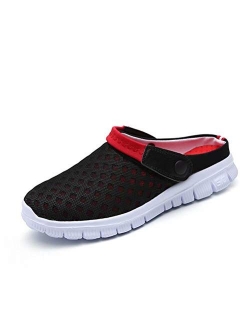 QISHENG Men's Women's Garden Clog Shoes Fashion Mesh Sandals Lightweight Quick Drying Walking Slippers