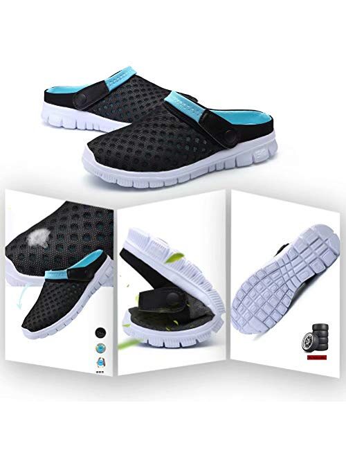 QISHENG Men's Women's Garden Clog Shoes Fashion Mesh Sandals Lightweight Quick Drying Walking Slippers