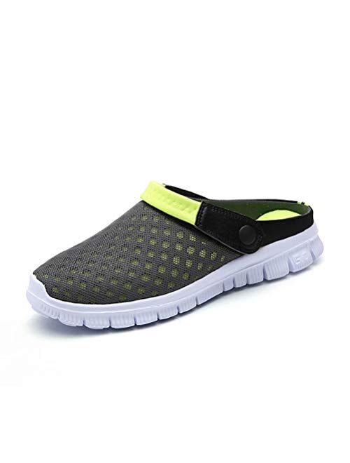 QISHENG Men's Women's Garden Clog Shoes Fashion Mesh Sandals Lightweight Quick Drying Walking Slippers