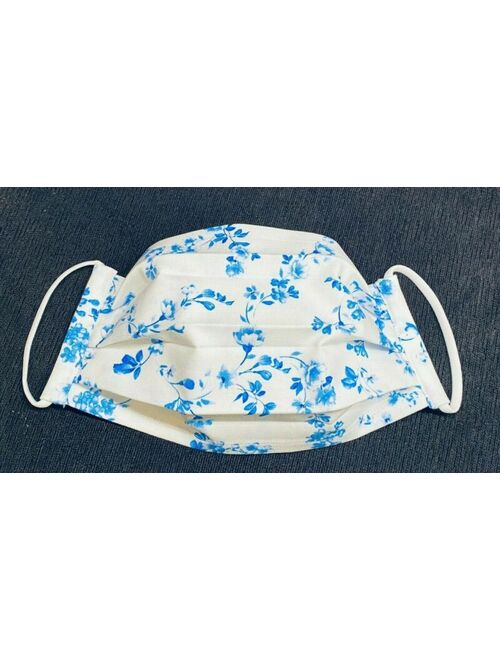 Women's Blue Floral Cotton Face Mask. Washable and reusable.