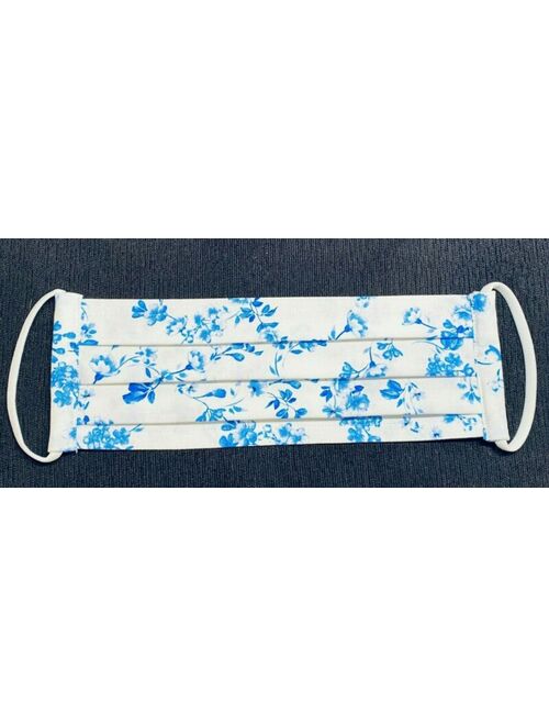 Women's Blue Floral Cotton Face Mask. Washable and reusable.