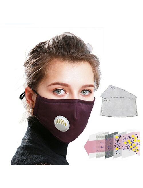 2masks+4pcs Filter Washable Anti-fog Haze-Face Mouth Cover Protetion Respirator