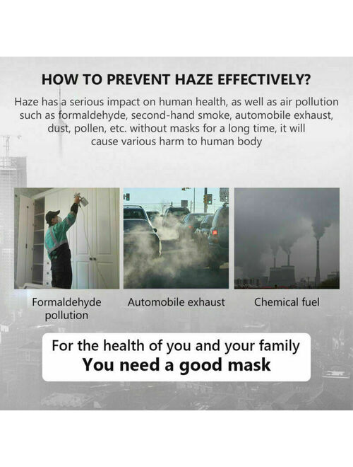 2masks+4pcs Filter Washable Anti-fog Haze-Face Mouth Cover Protetion Respirator